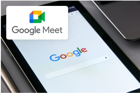 Snapshot of Google App on Android device with Google Meet logo